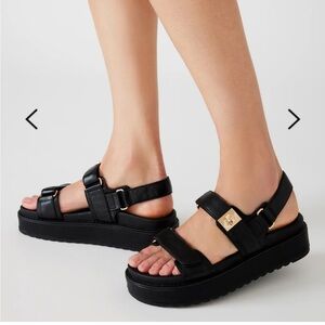 Steve Madden Black Strappy Sandals with Buckle Closures
